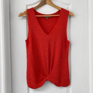 Marled Reunited Clothing Twist Front Knit Tank - Warm Coral | Medium